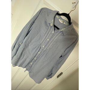 Uncommon Threads J. Jill women’s long sleeve blouse blue white checkered medium